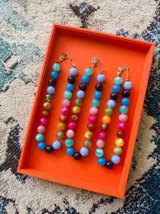 Chunky Beaded Necklace - Rainbow Multi