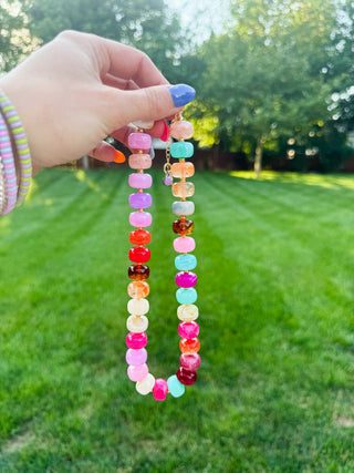 Chunky Beaded Necklace - Warm Rainbow