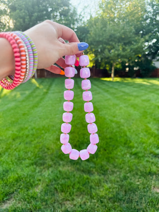 Chunky Beaded Necklace - Lilac
