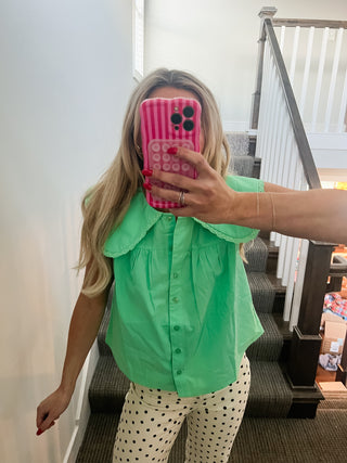 Kelby Peter Pan Collar Top in Mint