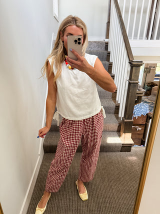 Carson Plaid Pants in Cherry/Cream
