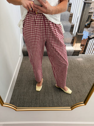 Carson Plaid Pants in Cherry/Cream