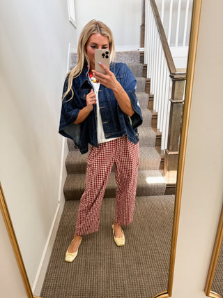 Carson Plaid Pants in Cherry/Cream