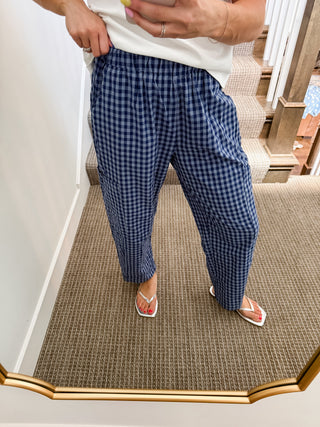 Carson Plaid Pants in Blue/Navy