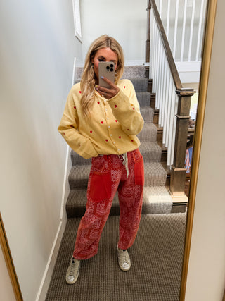 Lonnie Bandana Print Barrel Pants