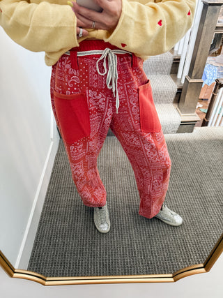 Lonnie Bandana Print Barrel Pants
