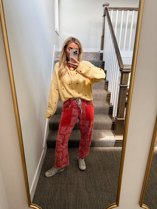 Lonnie Bandana Print Barrel Pants