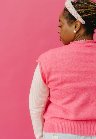 Sleeveless Piper Cardigan in Bubblegum