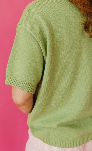 Kendall Short Sleeve Sweater In Green