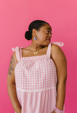 Aubrey Gingham Tiered Midi Dress