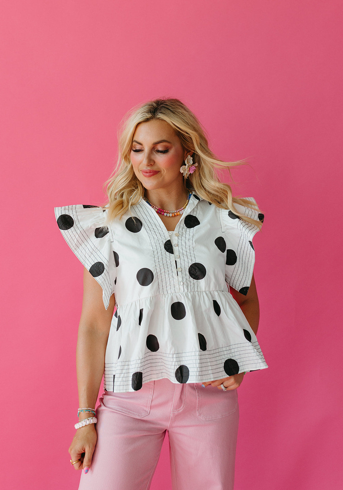 Jessica Day Polka Dot Top