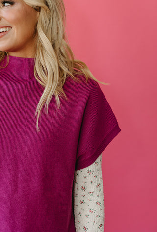 Lowen Short Sleeve Sweater in Orchid