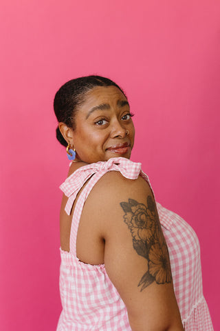 Aubrey Gingham Tiered Midi Dress