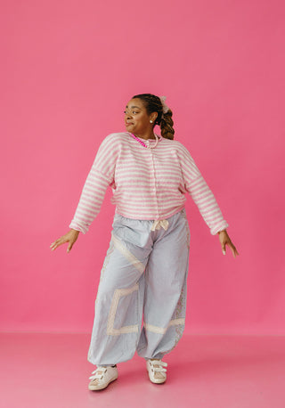 Piper Cardigan in Pink/White Stripe