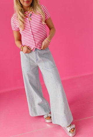 Quincy Studded Wide Leg Denim
