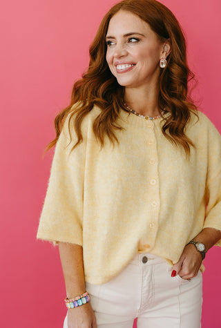 Rayna Short Sleeve Cardigan in Butter