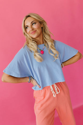 Leslie Crop Flutter Sleeve Top In Coastal