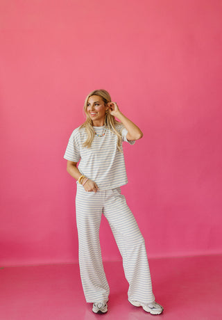 Ramsey Stripe Short Sleeve Top in Light Blue