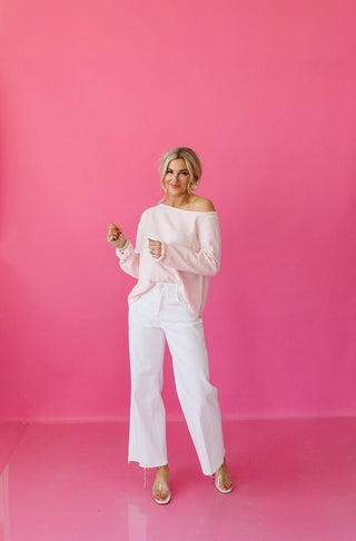 Cassie Off The Shoulder Sweater in Pink