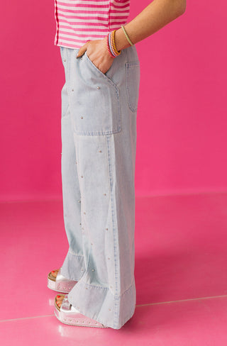 Quincy Studded Wide Leg Denim