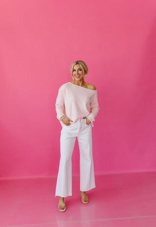 Cassie Off The Shoulder Sweater in Pink