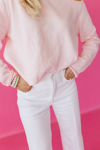 Cassie Off The Shoulder Sweater in Pink