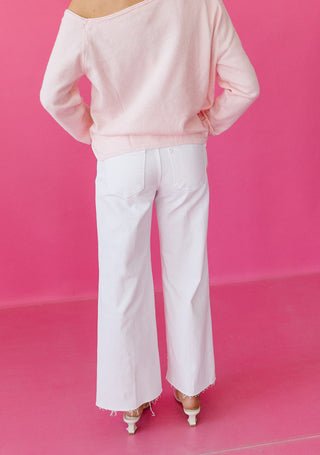 Cassie Off The Shoulder Sweater in Pink