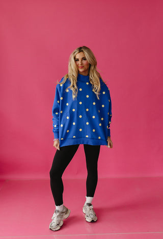 Mother Polka Dot Reversible Mock Neck Sweatshirt