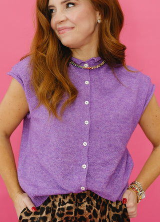 Sleeveless Piper Cardigan in Purple