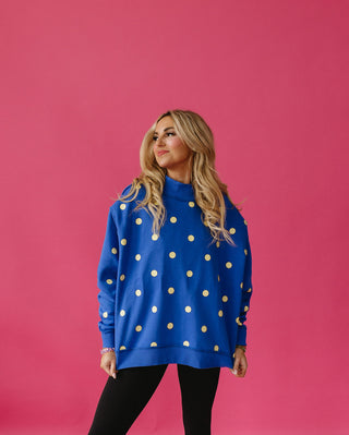 Mother Polka Dot Reversible Mock Neck Sweatshirt