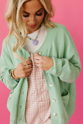 Danielle Ribbed Cardigan in Sage