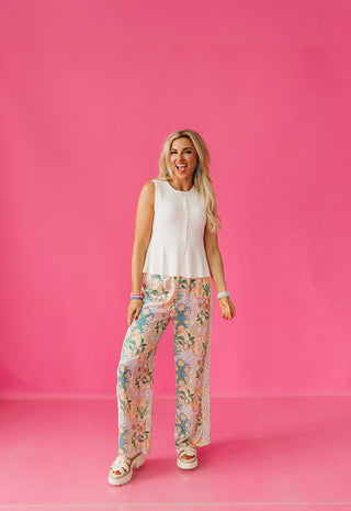 Sam Garden Party Crochet Trim Pants