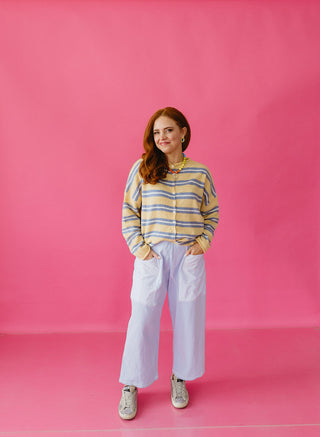 Piper Cardigan Multi-Stripe In Honey