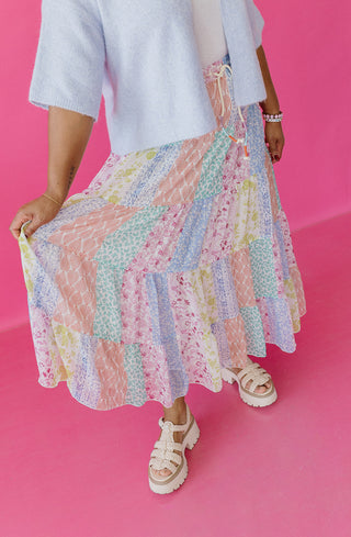 Mary Patchwork Midi Skirt