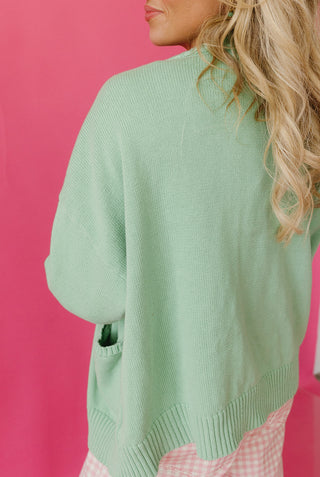 Danielle Ribbed Cardigan in Sage