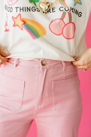 Lillian Pink Twill Pants