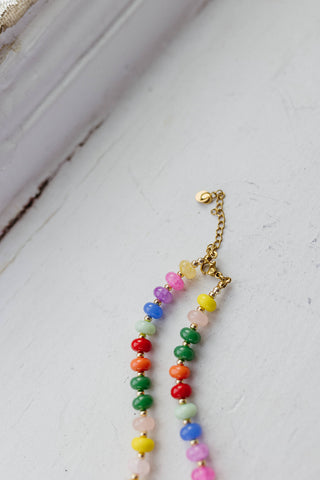 Happy Colorful Heart Necklace - Hot Pink