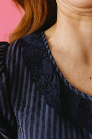 Jaden Pinstripe Lace Top