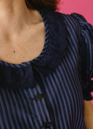 Jaden Pinstripe Lace Top