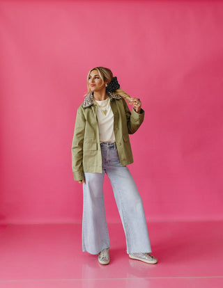 Olive Jeweled Collar Jacket