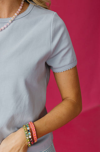 Spencer Basic Tee In Dusty Blue