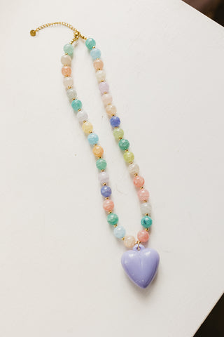 Happy Colorful Heart Necklace - Purple