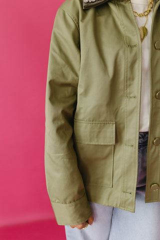 Olive Jeweled Collar Jacket