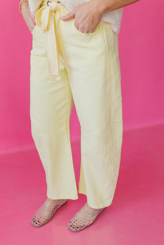 Saylor Barrel Pants in Light Yellow