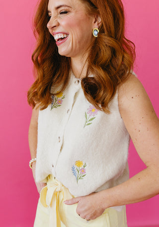 Wanda Embroidered Floral Sweater Vest