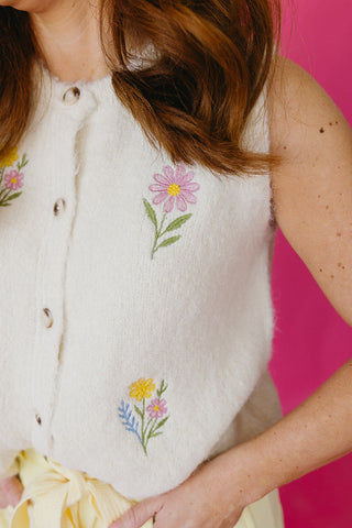 Wanda Embroidered Floral Sweater Vest