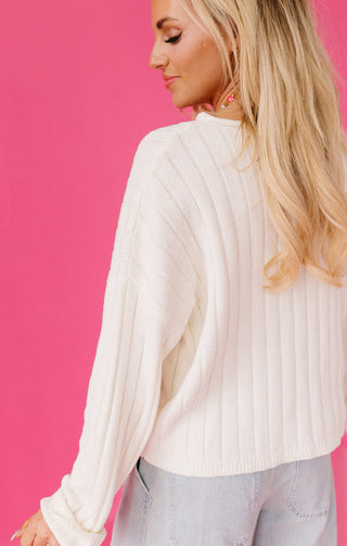 Kellen Cardigan Ribbed Mix Match Button in Snow