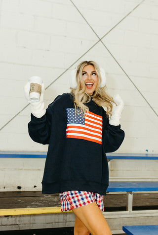 American Flag/USA Reversible Mock Neck Sweatshirt