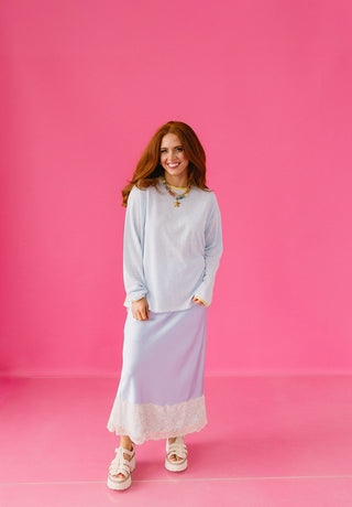 Kaya Stripe Top in Sky/White