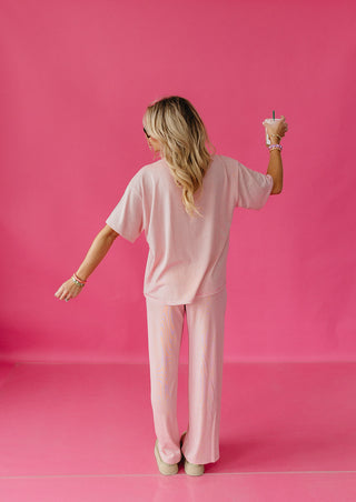 Carter Stripe Short Sleeve Top in Pink/White